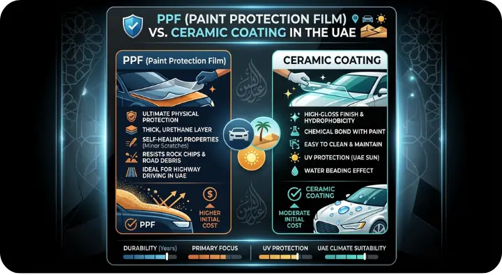 PPF in UAE vs. Ceramic Coating in UAE